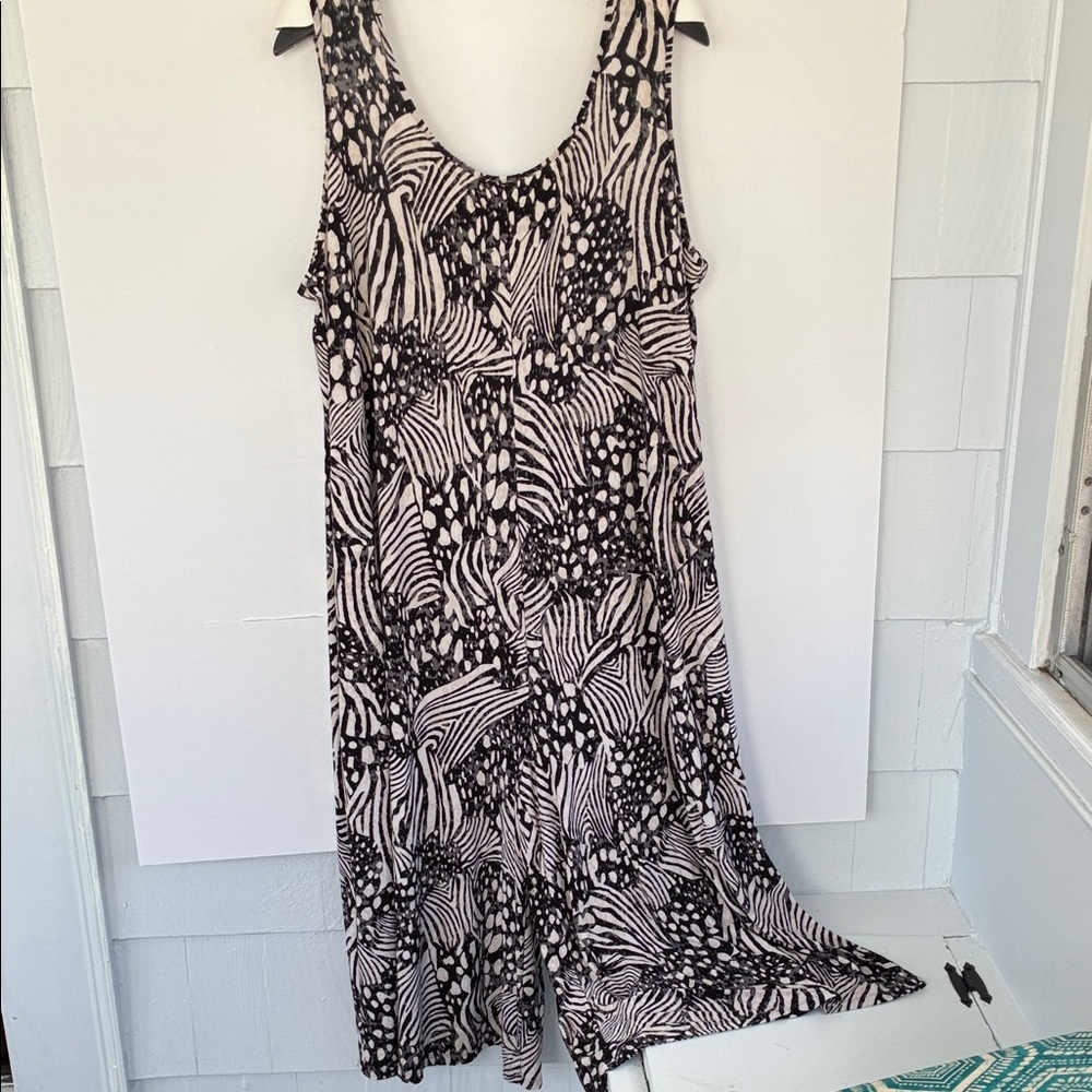 Attitudes by Renee Black and Cream Patterned Wide Leg Sleeveless Jumper 3XP - Picture 5 of 15